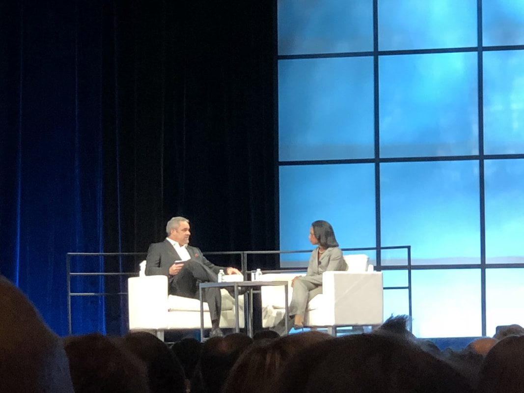 dr condoleezza rice at starkey hearing aid convention during an interview