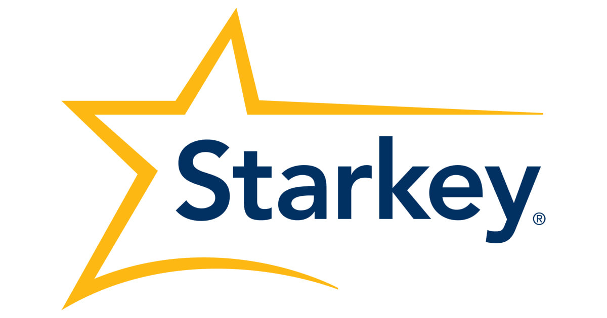starkey logo with yellow star and dark blue text