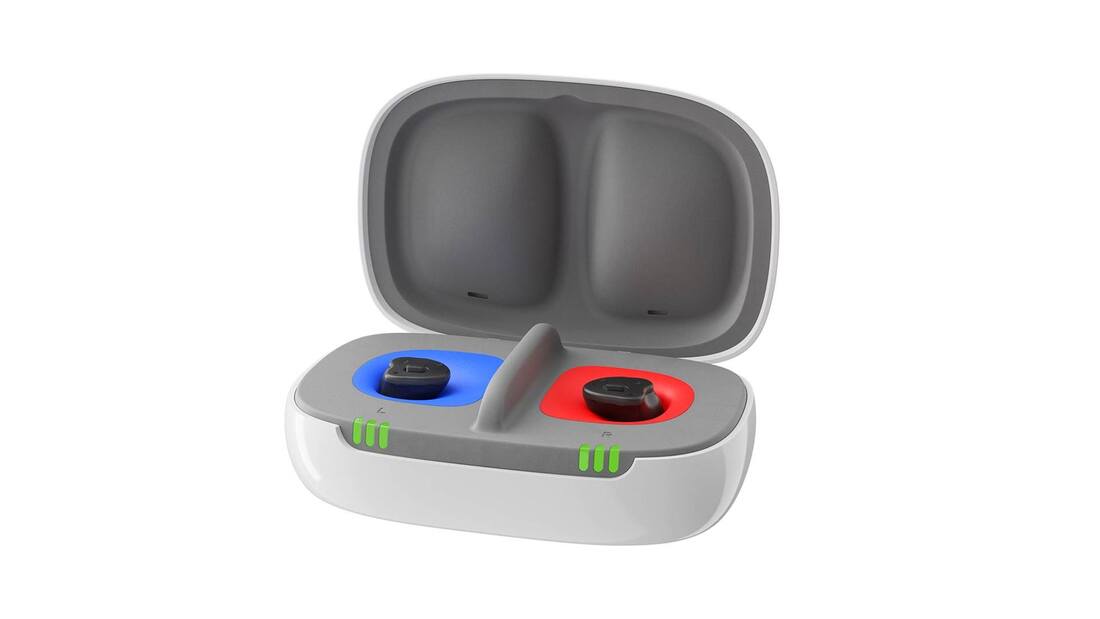 where can i get customized black insio ax hearing aids with contactless charger case that opens with blue and red charging ports and grey interior in strasburg